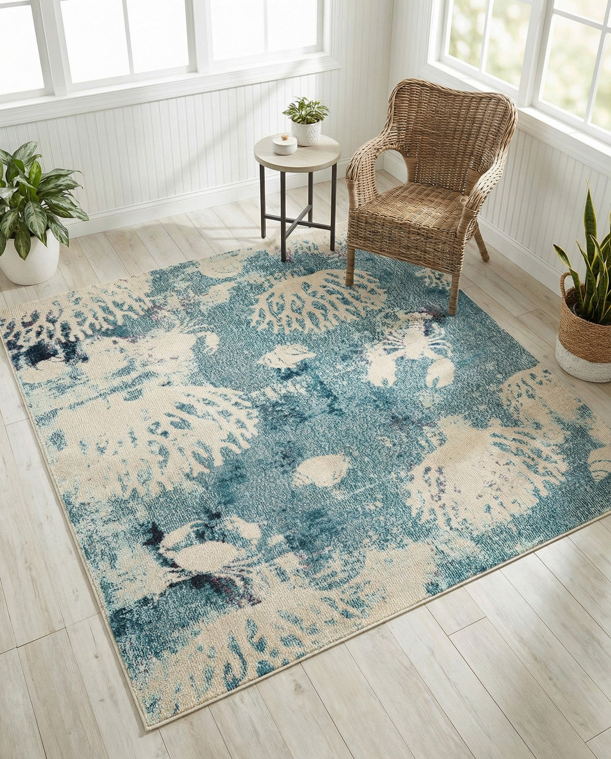 Sorrento Shores Collection Area Rug -  Vico Square Light Blue  lifestyle 145
