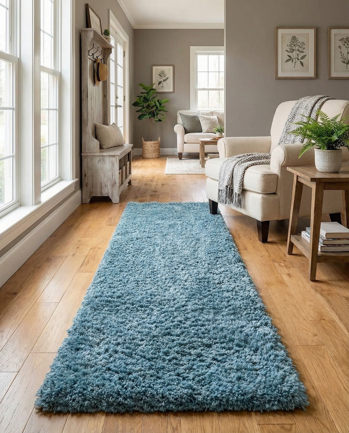 Eternal Plush Oasis Collection Area Rug -  Tranquility (Aegean Blue) Runner Aegean Blue  lifestyle 82
