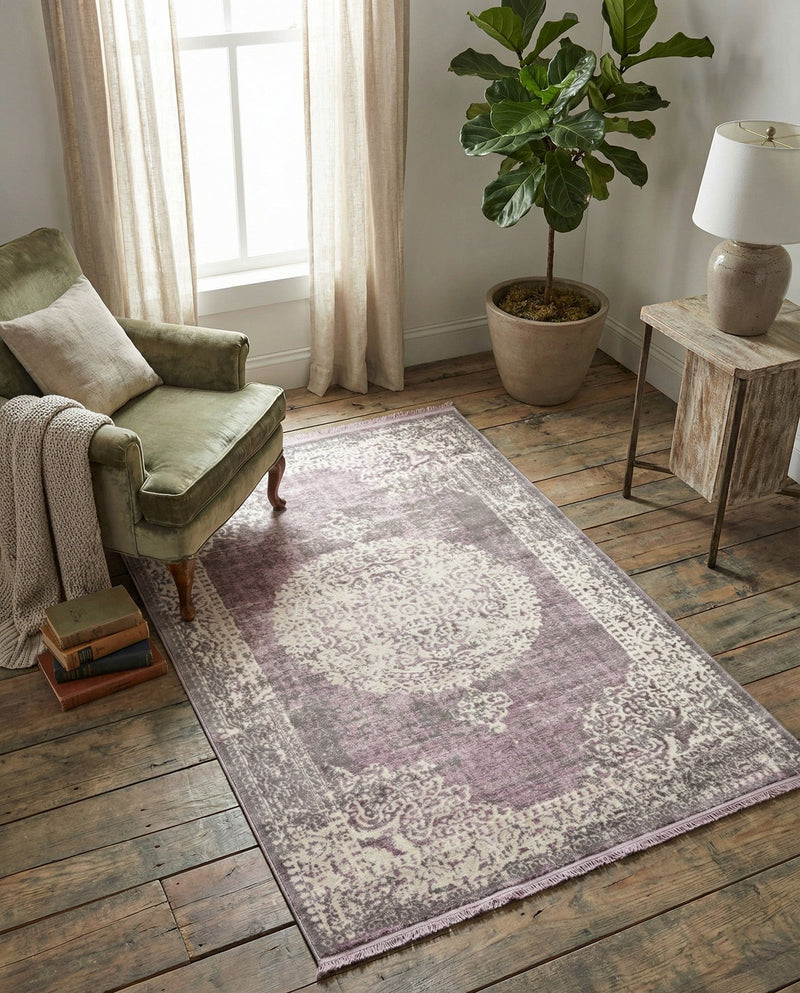 Rustic Charm Revival Collection Area Rug -  Meadowland Rectangle Purple  lifestyle 59