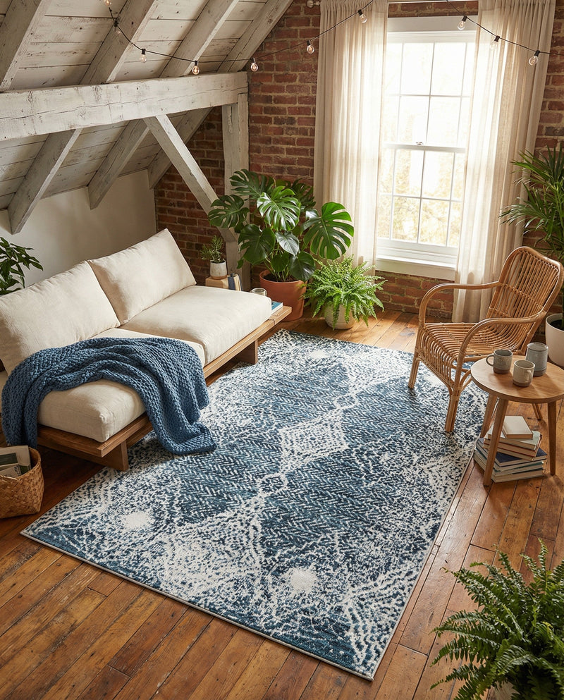 Aegean Elegance Washables Collection Area Rug -  Naxos Rectangle Navy Blue  lifestyle 20