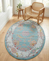 Arcadia Rugs Collection Area Rug - Eden (Aqua and Blue) Oval Aqua and Blue  lifestyle 77