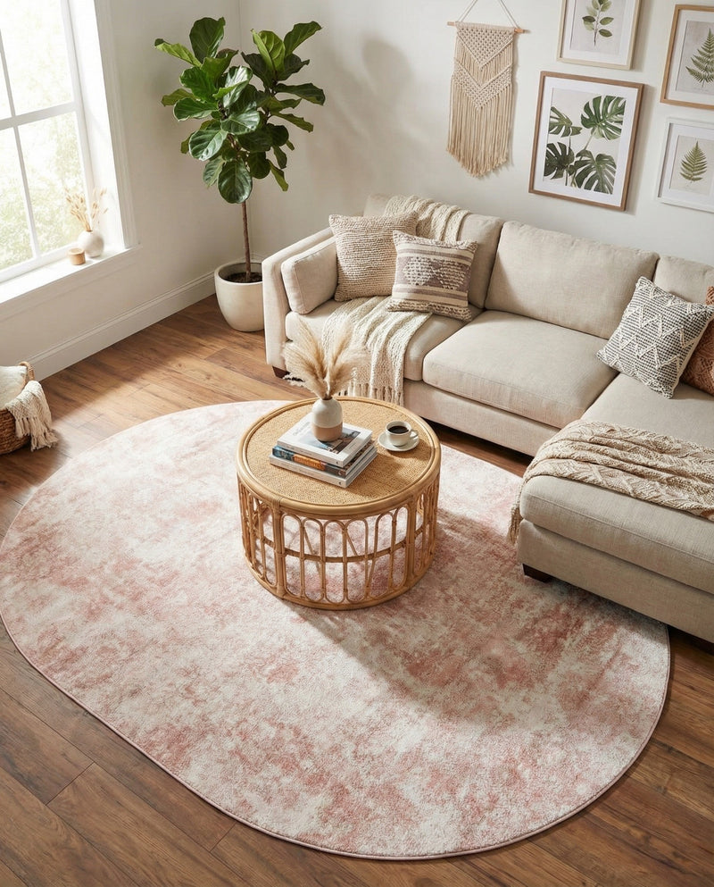 Luminara Sands Collection Area Rug - Elysium (Carnation Pink) Oval Carnation Pink  lifestyle 31