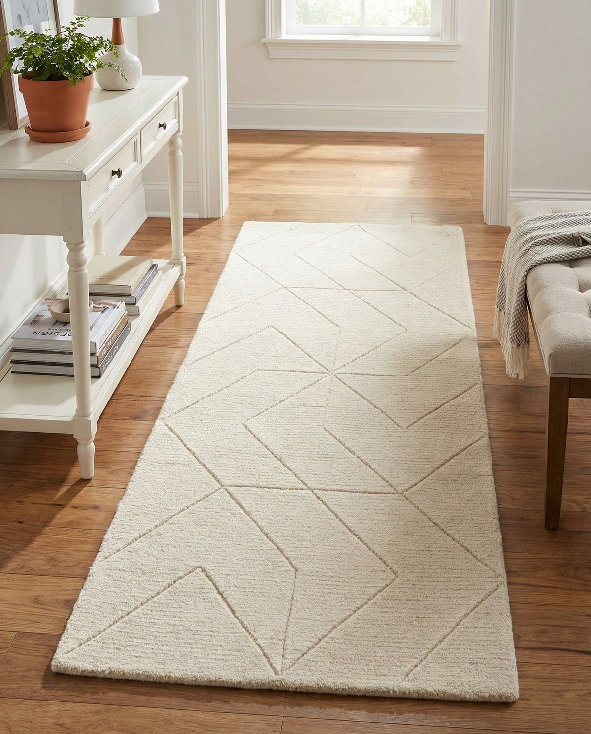 Nordic Loom Geometric Collection Area Rug - Oslo Runner Pearl Ivory  lifestyle 145