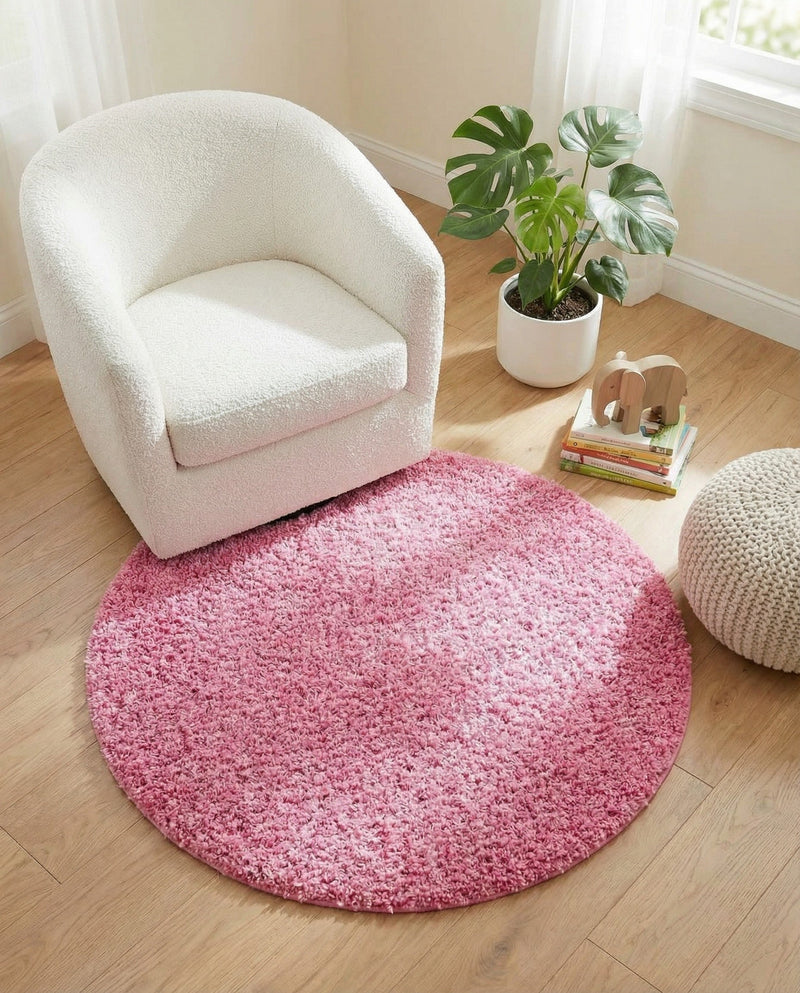 Plush Oasis Collection Area Rug - Serenity (Taffy Pink) Round Taffy Pink  lifestyle 61