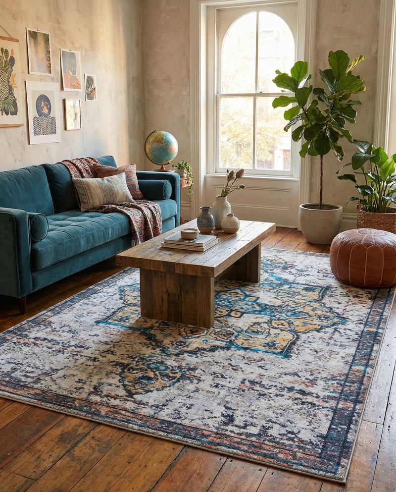 Baroque Era Collection Area Rug - Versailles (Sea Salt White) Rectangle Sea Salt White  lifestyle 16