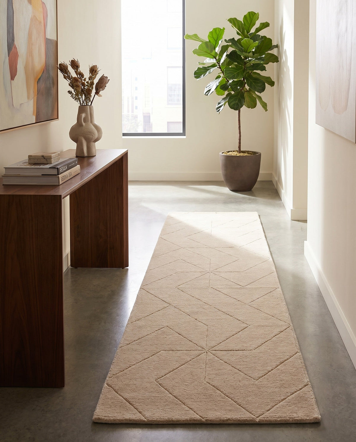 Nordic Loom Geometric Collection Area Rug - Oslo Runner Pearl Ivory  lifestyle 166