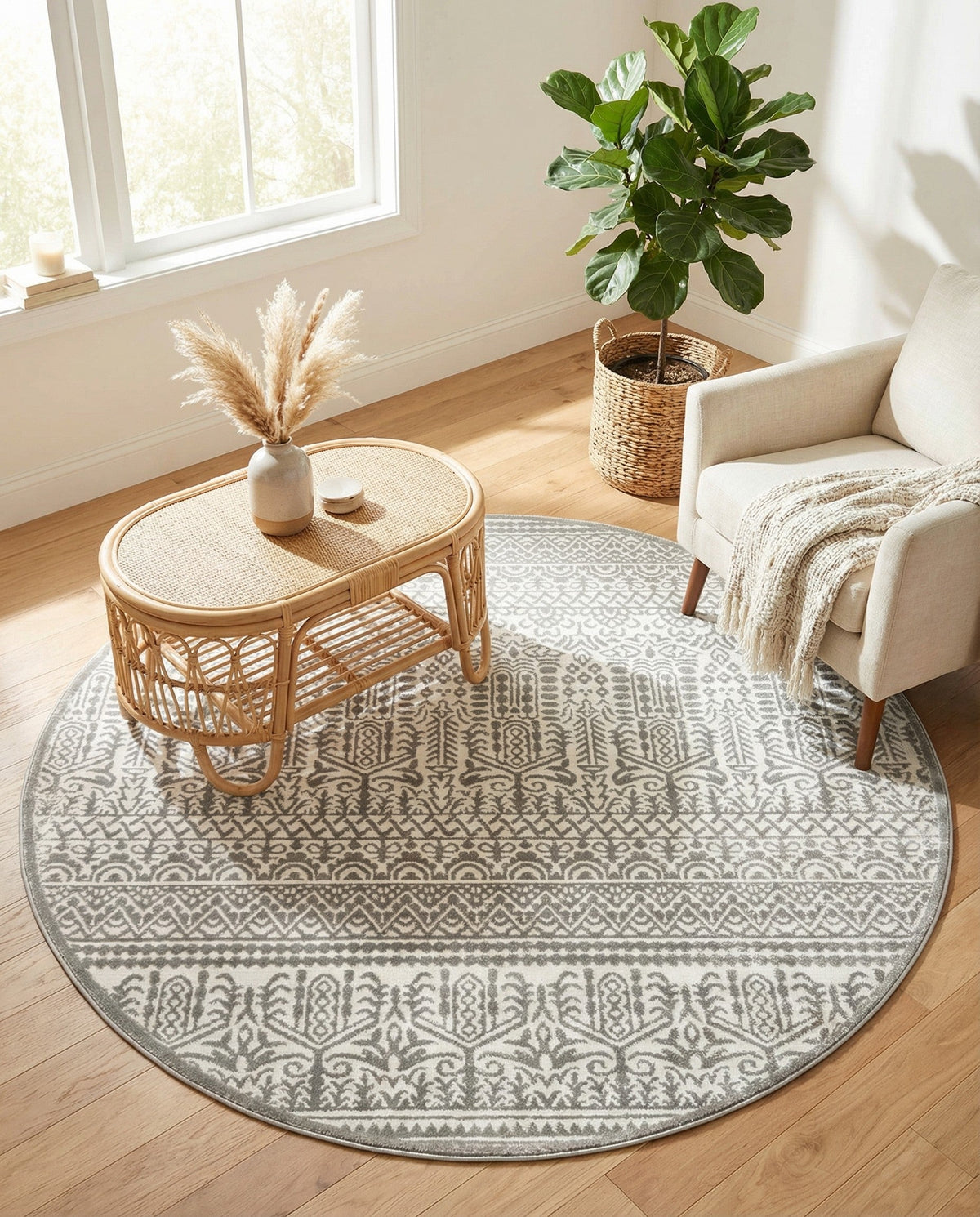Metro Heights Collection Area Rug -  Chelsea Round Gray  lifestyle 126