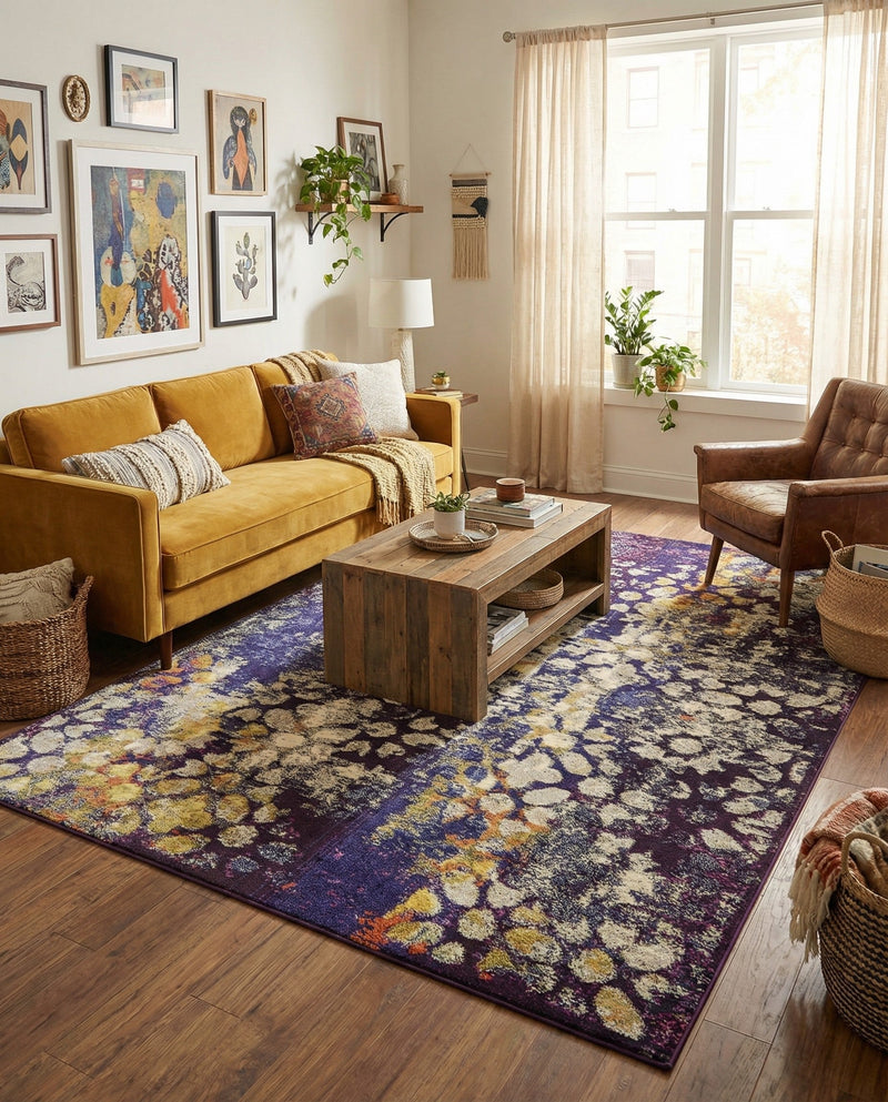 Venetian Tapestry Collection Area Rug - Murano Rectangle Navy Blue  lifestyle 45