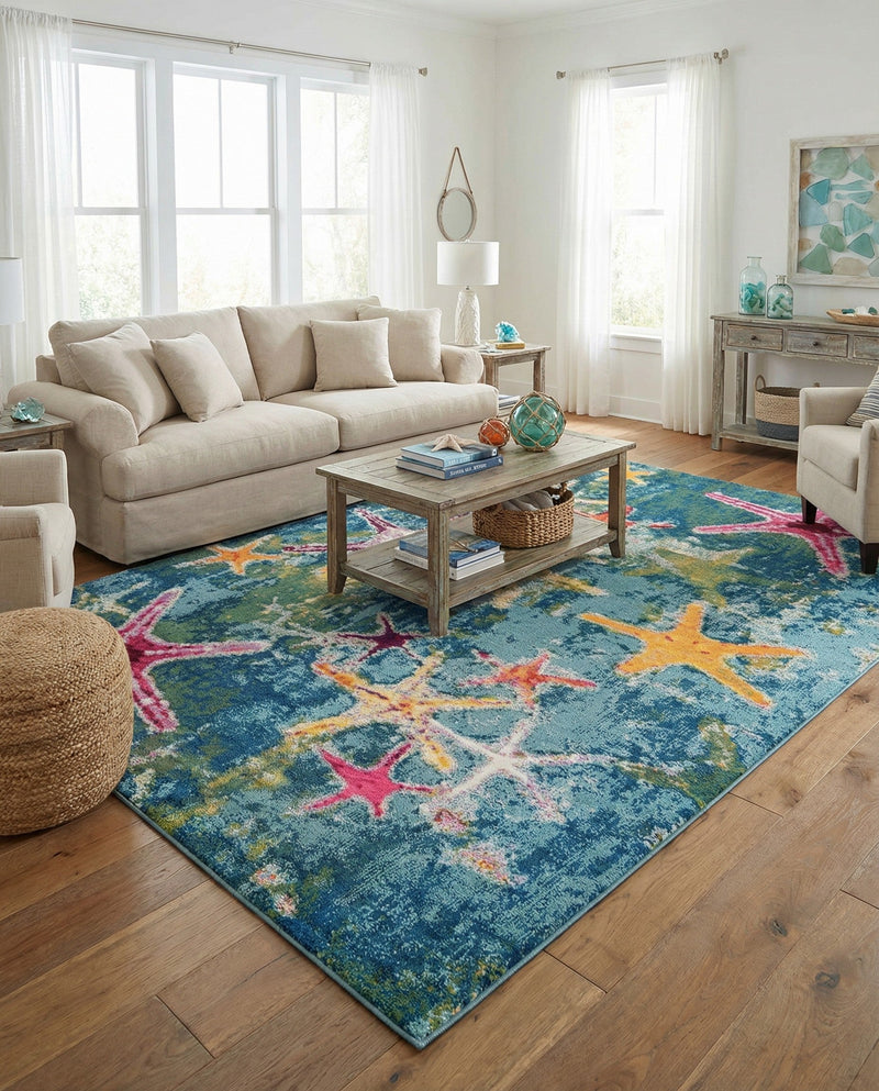 Sorrento Shores Collection Area Rug - Positano Rectangle Navy Blue  lifestyle 39