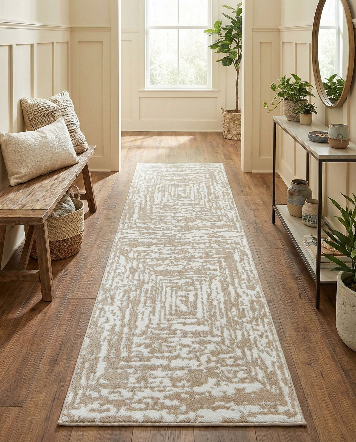 Sanctuary Retreat Collection Area Rug -  Asylum Runner White Bone  lifestyle 162