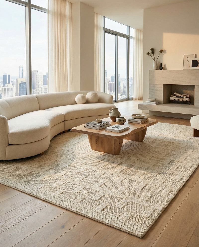 Lana Tasmanian Wool Collection Area Rug - Freycinet Rectangle Ivory  lifestyle 8