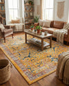 Seville Stripes Collection Area Rug -  Malaga (Yellow) Rectangle Yellow  lifestyle 17