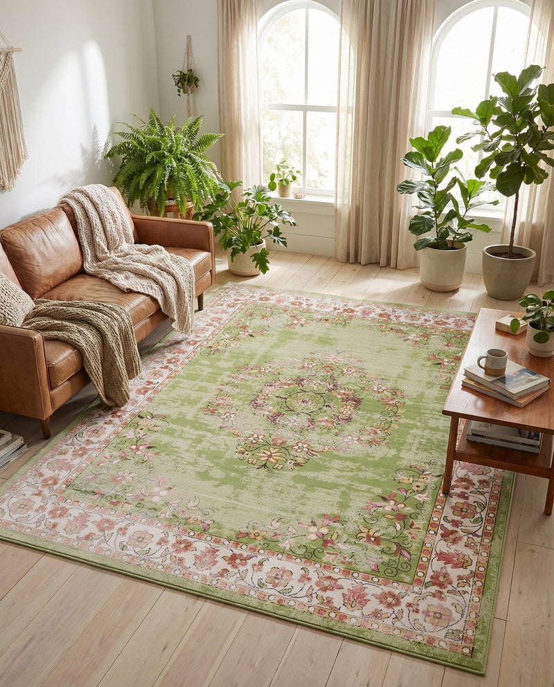 Geneva Terrace Collection Area Rug -  Yverdon Rectangle Green  lifestyle 51