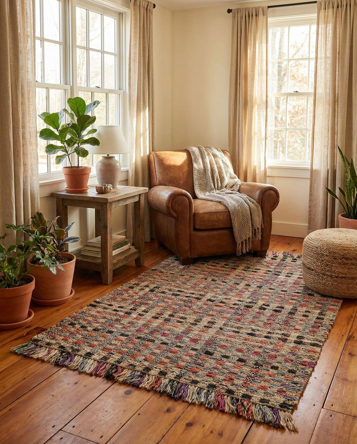 Savannah Jute Collection Area Rug - Malibu Rectangle Multi  lifestyle 13