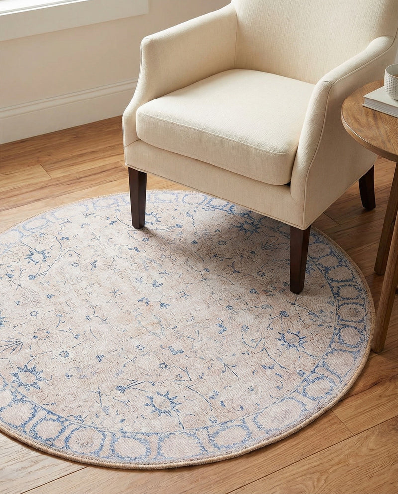 Heritage Elegance Collection Area Rug -  Nijo Round Beige  lifestyle 49