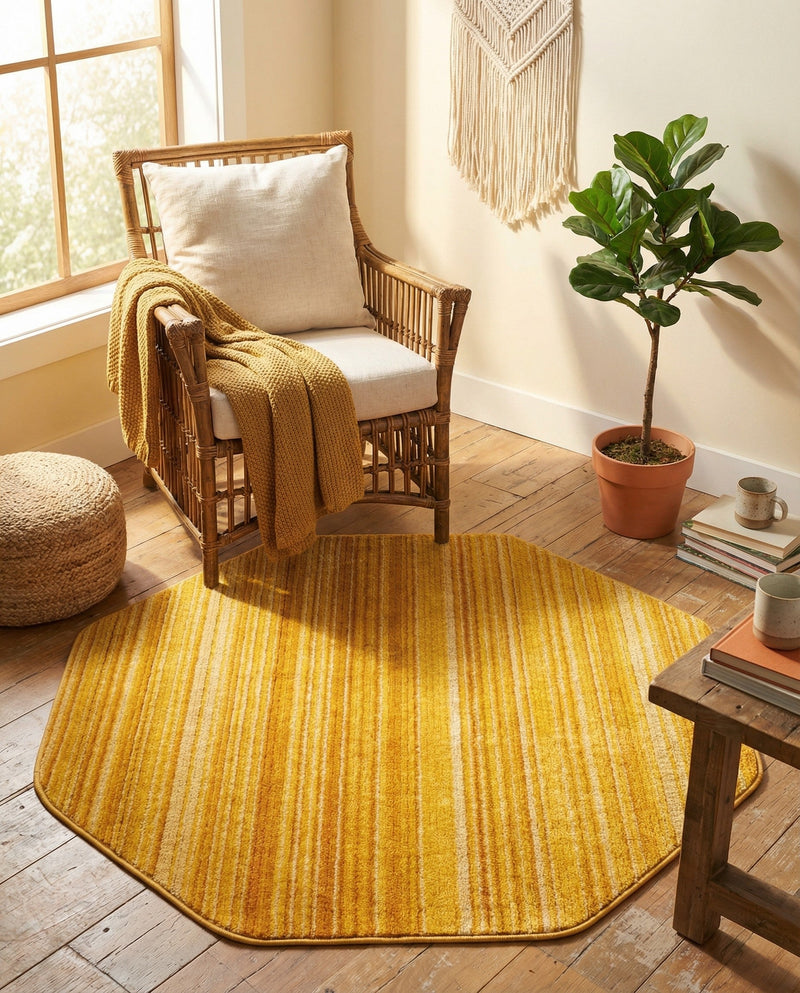 Jewel Oasis Collection Area Rug - Sapphire (Yellow) Octagon Yellow  lifestyle 60