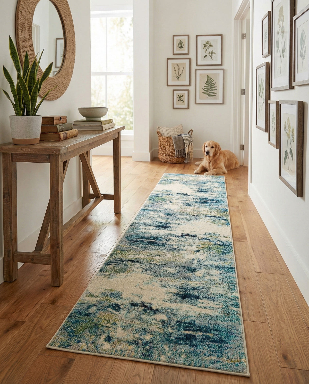 Chromatic Oasis Collection Area Rug -  Serene Runner Light Blue  lifestyle 100
