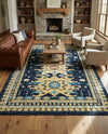 Tabriz Tapestries Collection Area Rug - Azerbaijan (Navy Blue) Rectangle Navy Blue  lifestyle 10