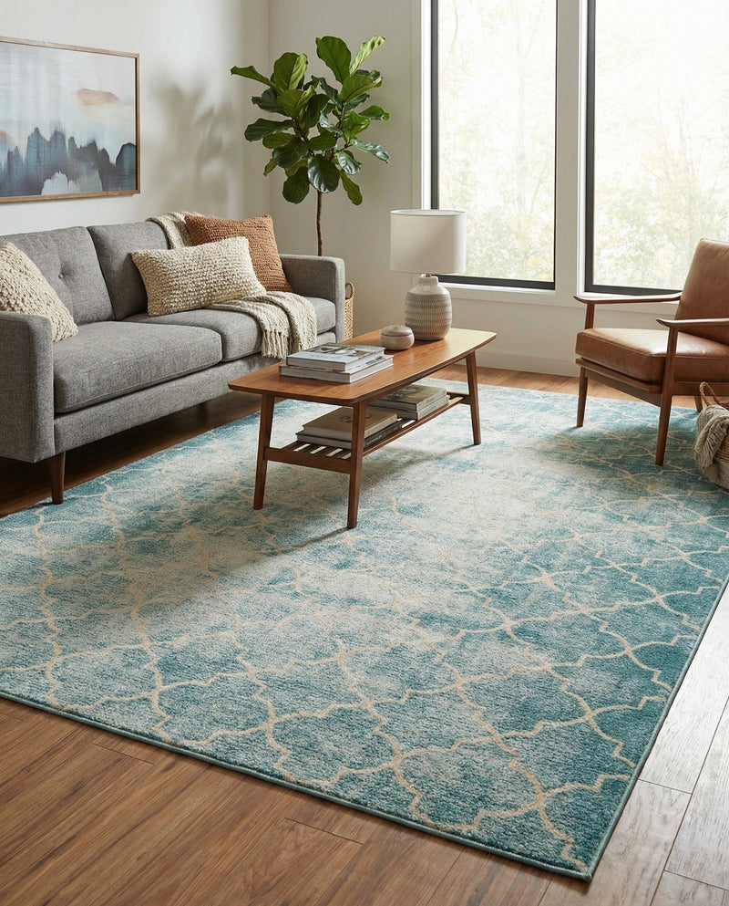 Metro Heights Collection Area Rug -  Midtown Rectangle Teal  lifestyle 7
