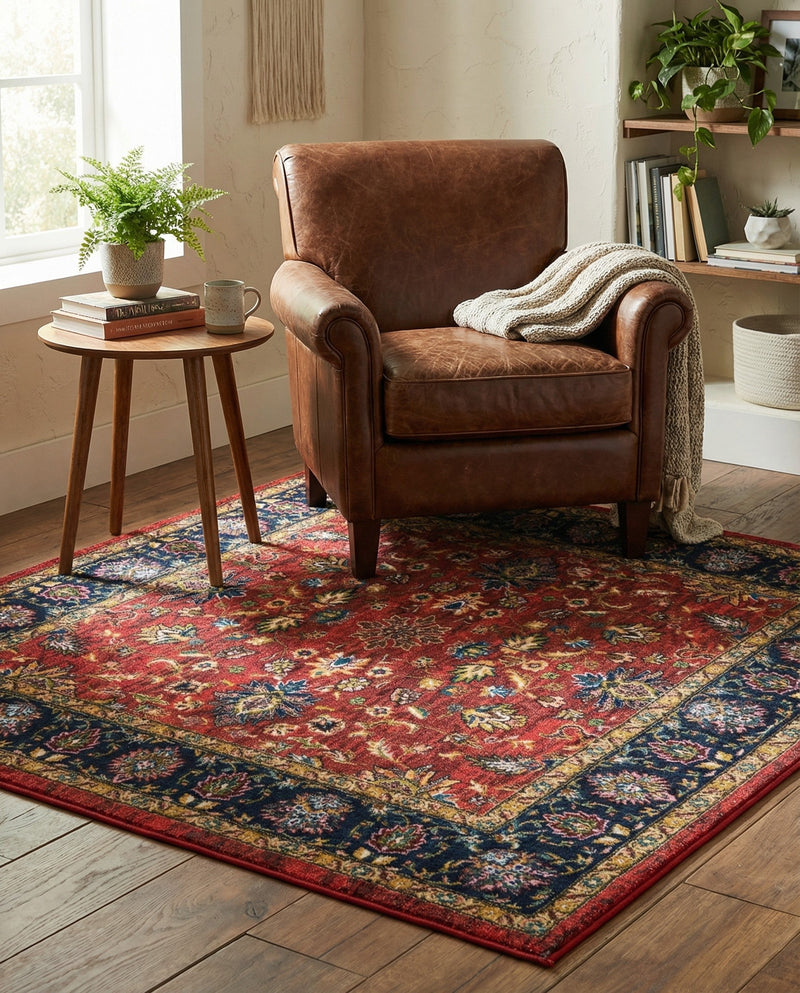 Casablanca Tapestry Collection Area Rug -  Marrakech (Classic Red) Square Classic Red  lifestyle 42
