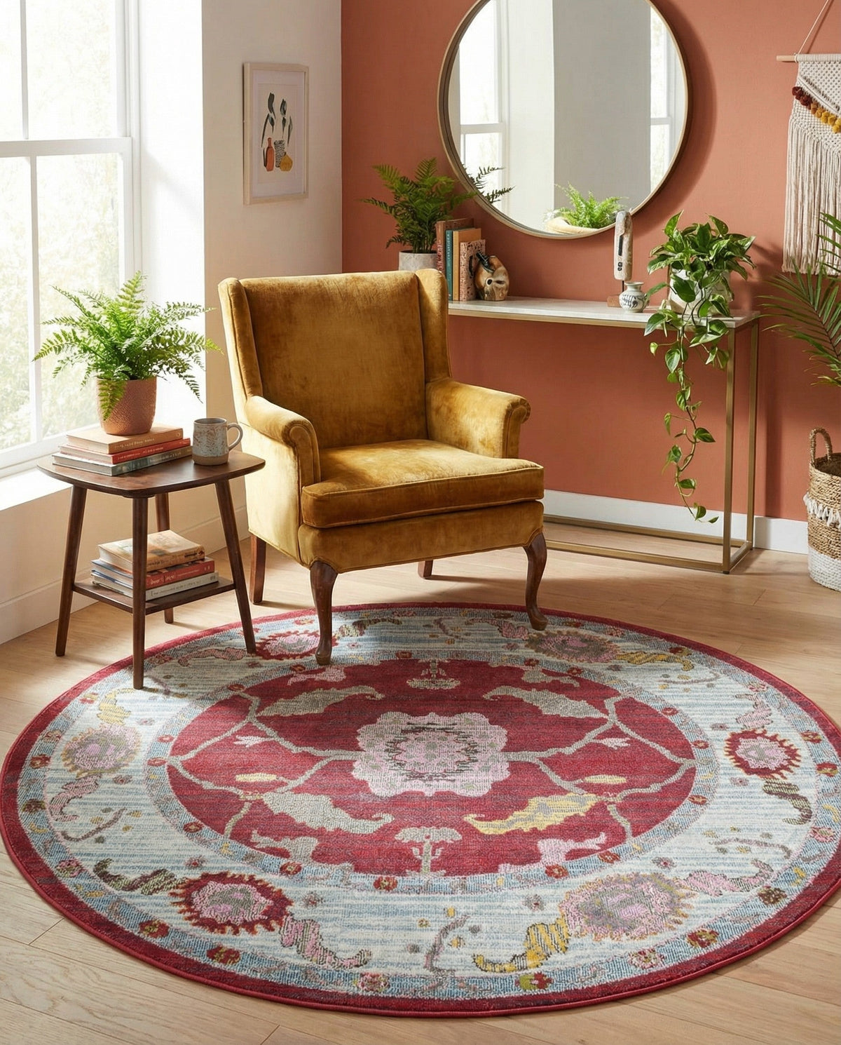 Arcadia Rugs Collection Area Rug - Eden (Red) Round Red  lifestyle 85