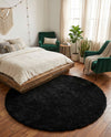 Eternal Plush Oasis Collection Area Rug -  Tranquility (Onyx Black) Round Onyx Black  lifestyle 58