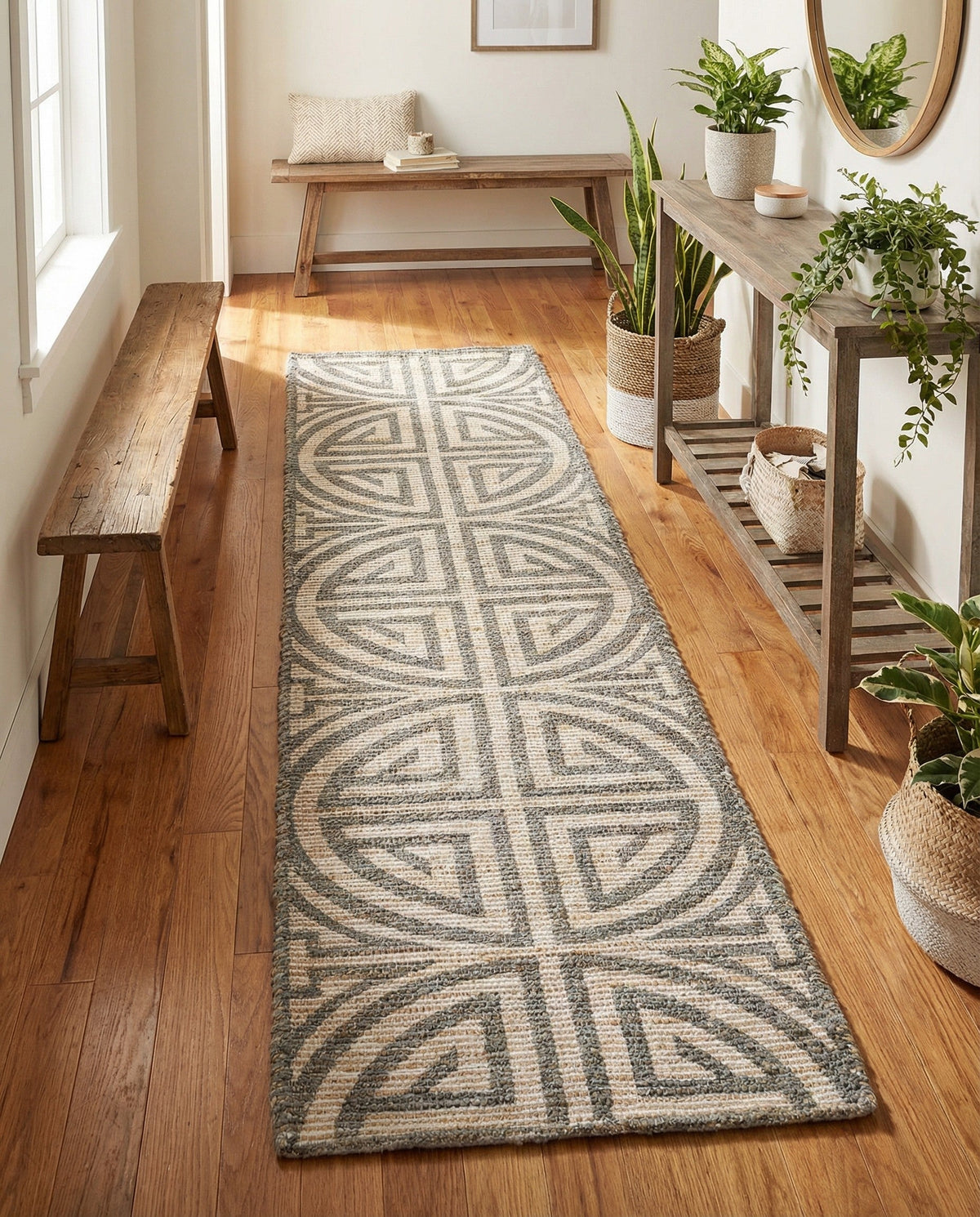 Savannah Threads Collection Area Rug -  Thar Runner Gray and Ivory  lifestyle 152