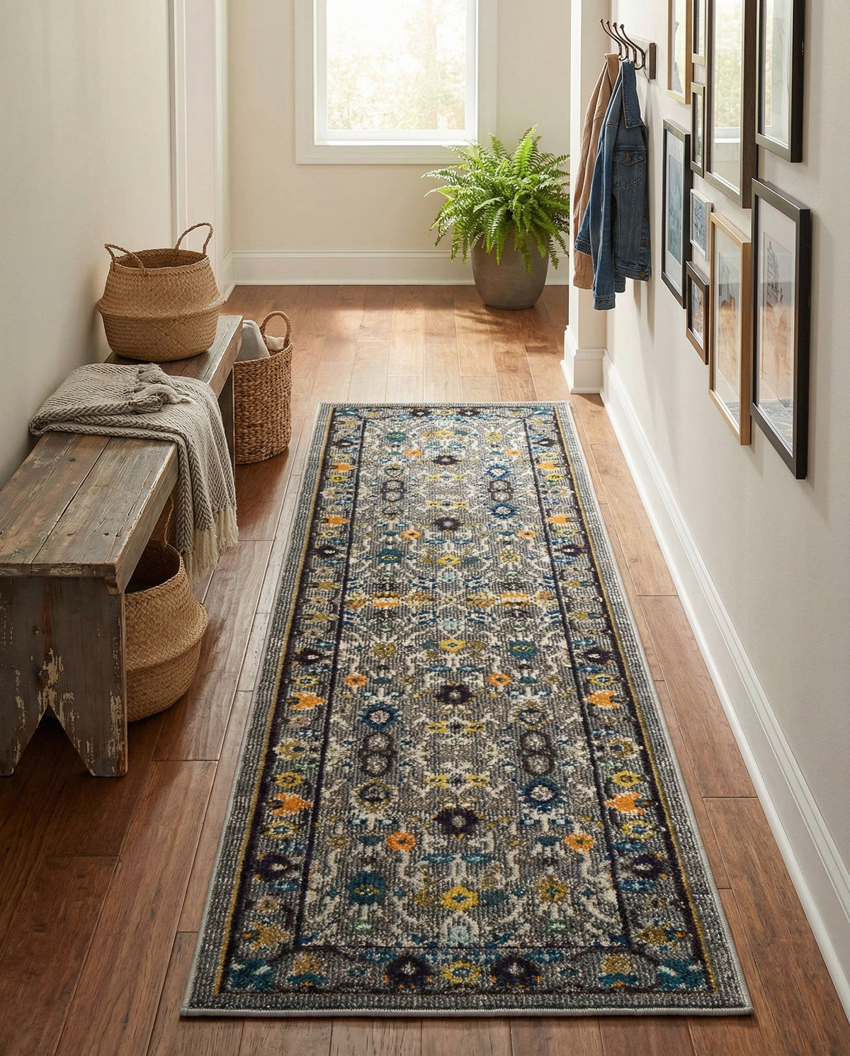 Chateau Elegance Collection Area Rug -  Luxembourg Runner Gray  lifestyle 65