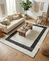 Osian Looms Collection Area Rug - Durham Rectangle White and Black  lifestyle 61
