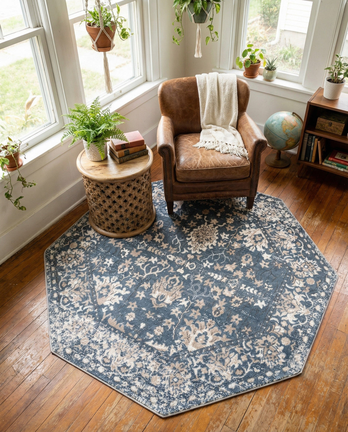 Cascade Range Collection Area Rug -  Shasta (Blue) Octagon Blue  lifestyle 87