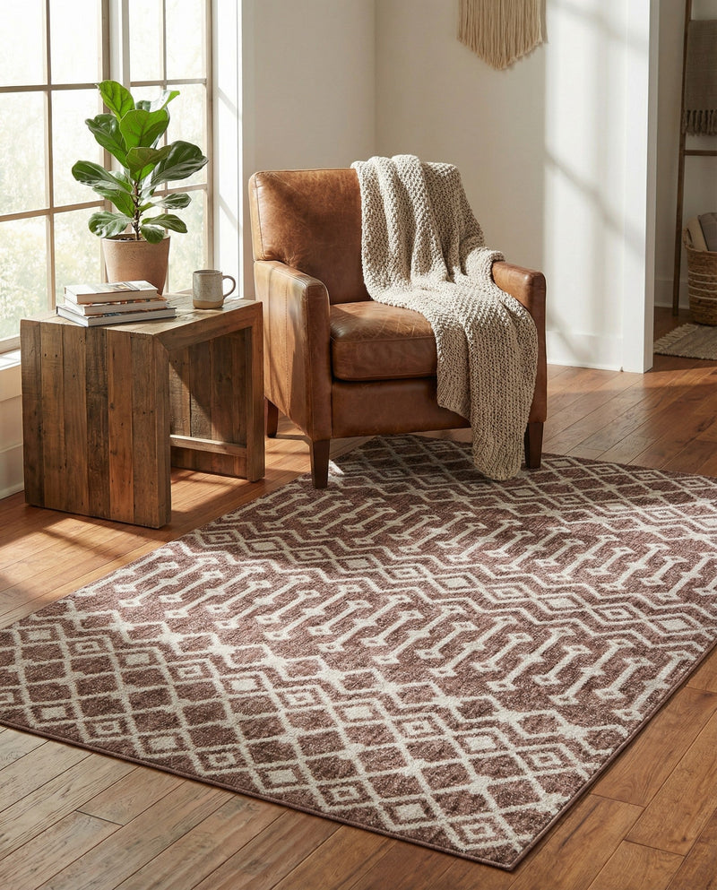 Geo Garden Lattice Collection Area Rug -  Andalusia Rectangle Dusty Rose  lifestyle 16