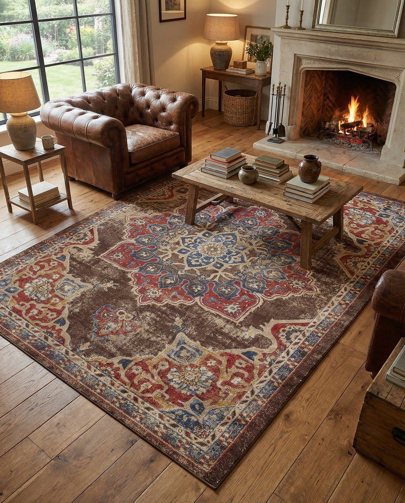 Eden Oasis Collection Area Rug -  Tranquility (Chocolate Brown) Rectangle Chocolate Brown  lifestyle 5