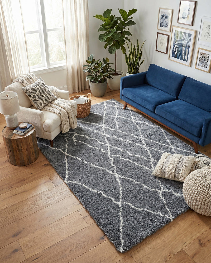 Cozy Haven Shag Collection Area Rug - Serenity (Pebble Gray) Rectangle Pebble Gray  lifestyle 13