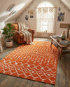 Marrakech Lattice Collection Area Rug - Medina (Orange) Rectangle Orange  lifestyle 16