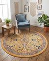 Seville Stripes Collection Area Rug -  Malaga (Yellow) Round Yellow  lifestyle 37