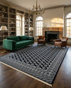 Samarkand Elegance Collection Area Rug -  Margilan (Black and White) Rectangle Black and White  lifestyle 9