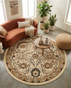 Tabriz Tapestry Collection Area Rug - Sahand (Ivory) Round Ivory  lifestyle 32