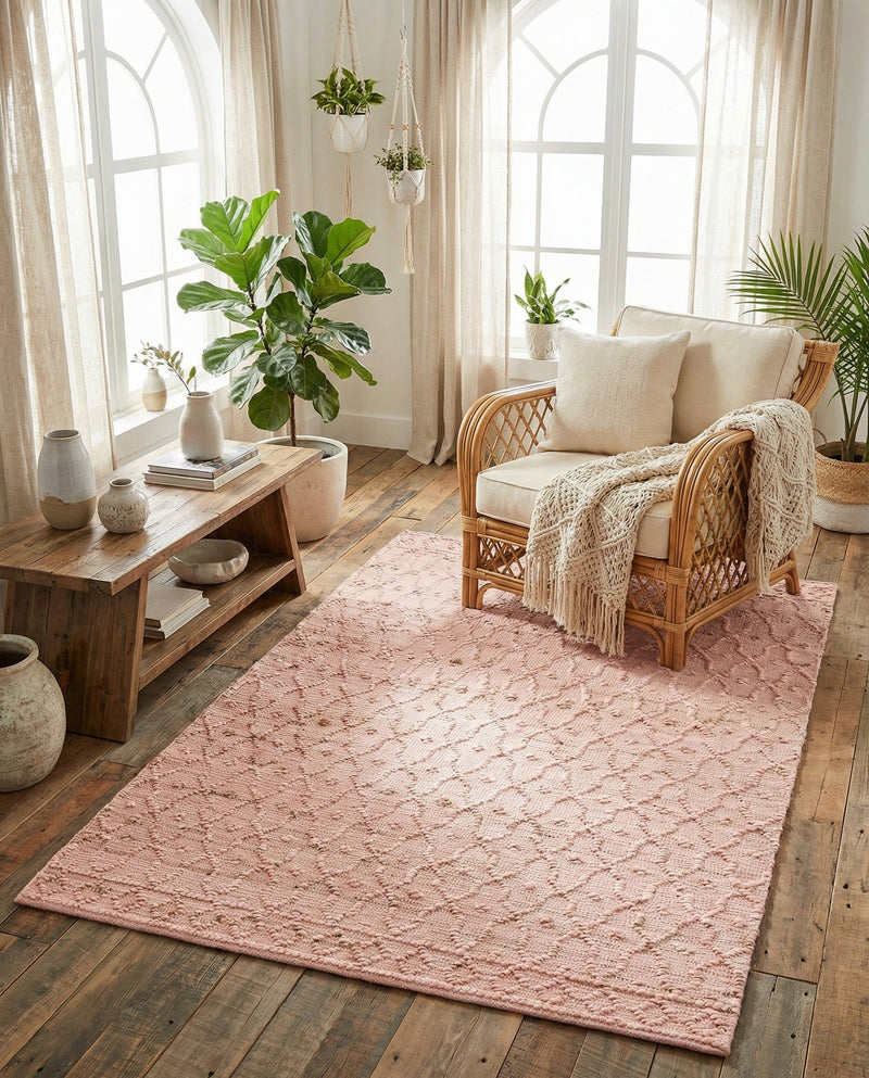 Savannah Weave Collection Area Rug - Serengeti Rectangle Pink  lifestyle 34