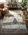 Colorburst Oasis Collection Area Rug -  Mosaic Rectangle Ivory Gray Blue  lifestyle 5