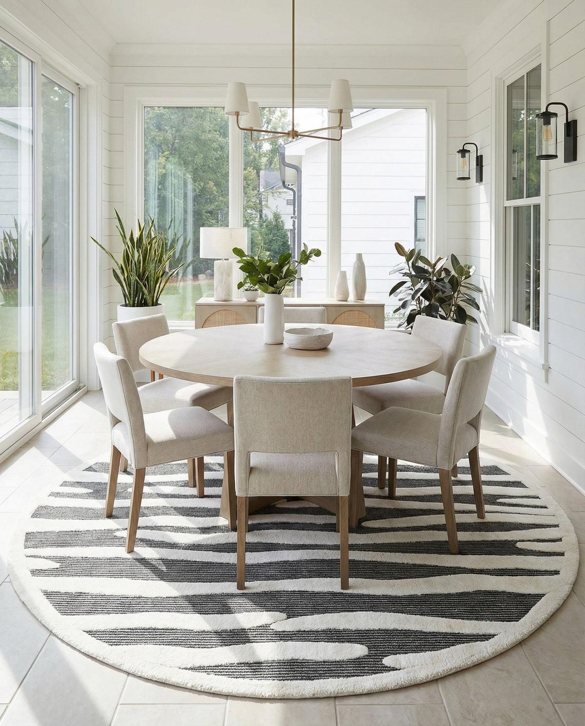 Monochrome Collection Area Rug - Slate Round Gray  lifestyle 99