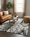 Cascade Range Collection Area Rug - Hood (Black and White) Rectangle Black and White  lifestyle 14