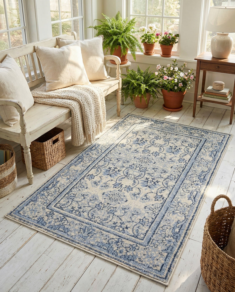 Horizon Collection Area Rug -  Meridian Rectangle Ivory Blue  lifestyle 20