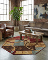 Bistro Lounge Collection Area Rug -  Ristretto Octagon Multi  lifestyle 89