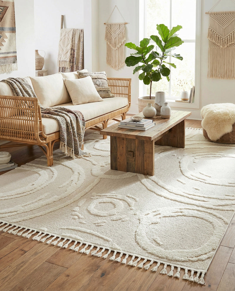 Sahara Chic Collection Area Rug -  Nubia Rectangle Ivory  lifestyle 22