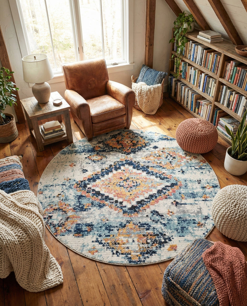 Tangier Treasures Collection Area Rug -  Fez Round Ivory  lifestyle 75