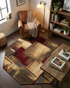 Bistro Lounge Collection Area Rug -  Doppio Octagon Multi  lifestyle 89