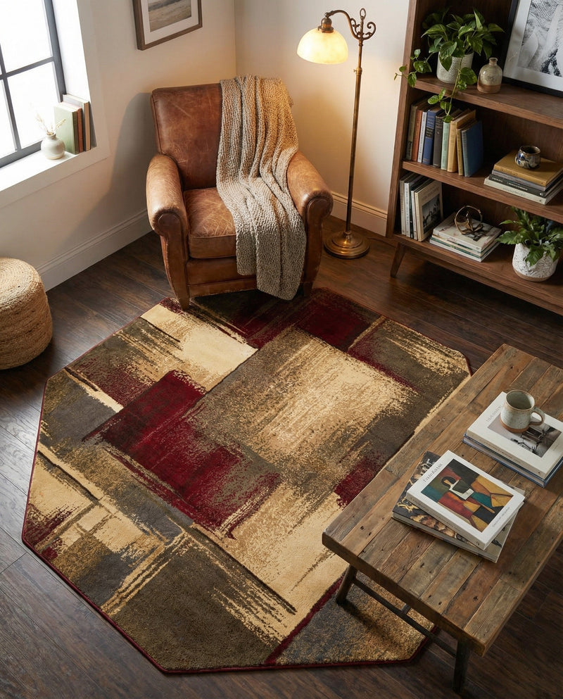 Bistro Lounge Collection Area Rug -  Doppio Octagon Multi  lifestyle 89