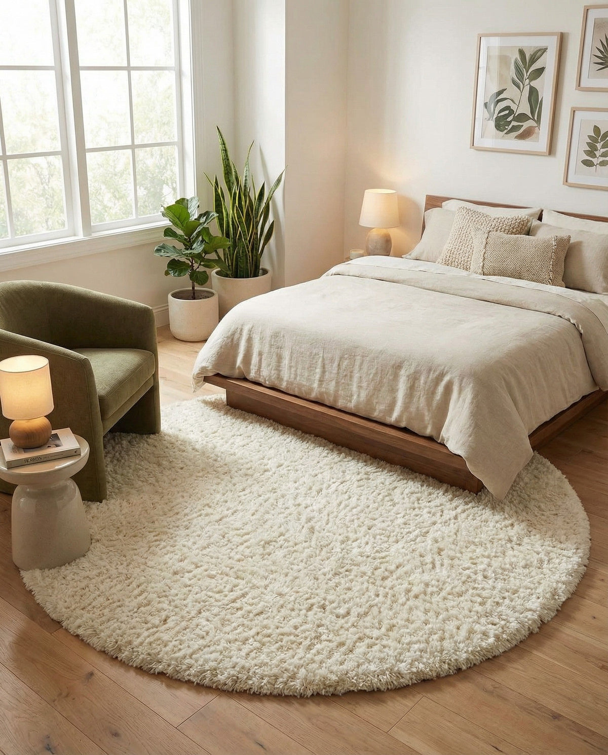 Eternal Plush Oasis Collection Area Rug -  Tranquility (Pearl) Round Pearl  lifestyle 60