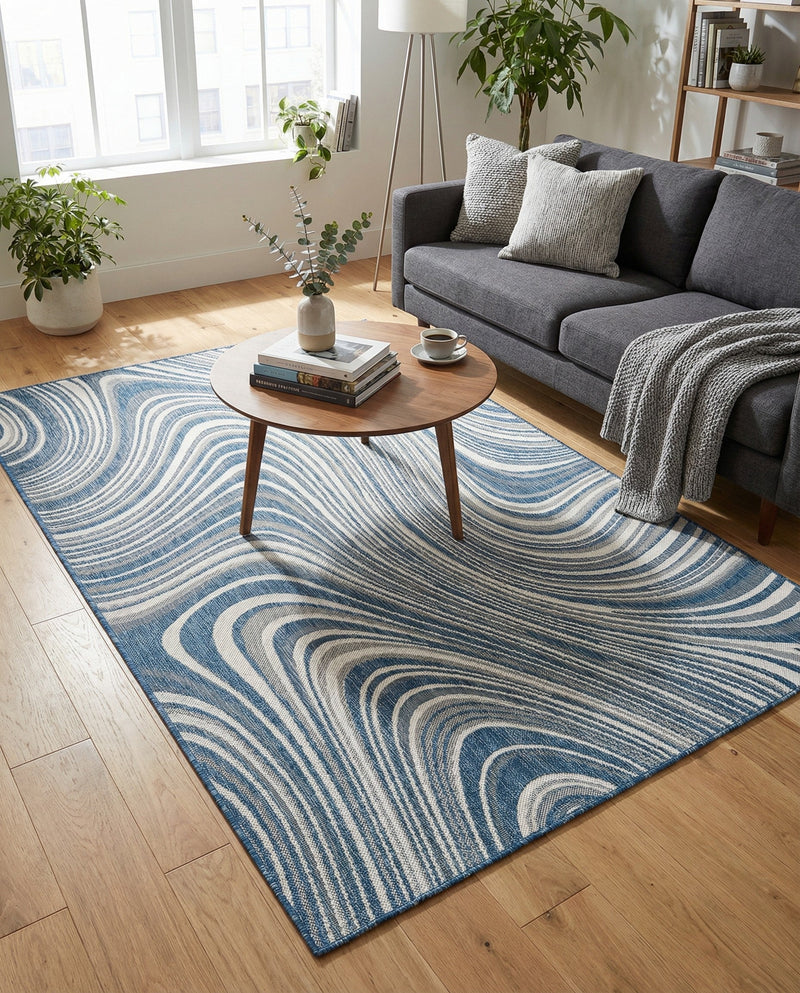 Urban Terrace Collection Area Rug - Soho Rectangle Blue  lifestyle 56