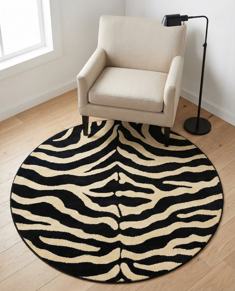 Savannah Sojourn Collection Area Rug -  Kilimanjaro Round Black  lifestyle 52
